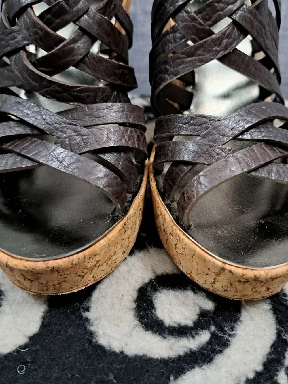 Tory Burch Women Size 6M Shoes Wedges high heel Cork leather buckle Sandals